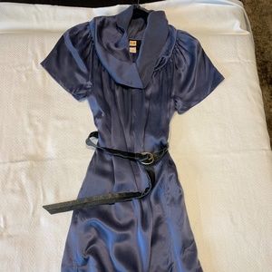 Boss Orange Blue Silk Dress with Belt
